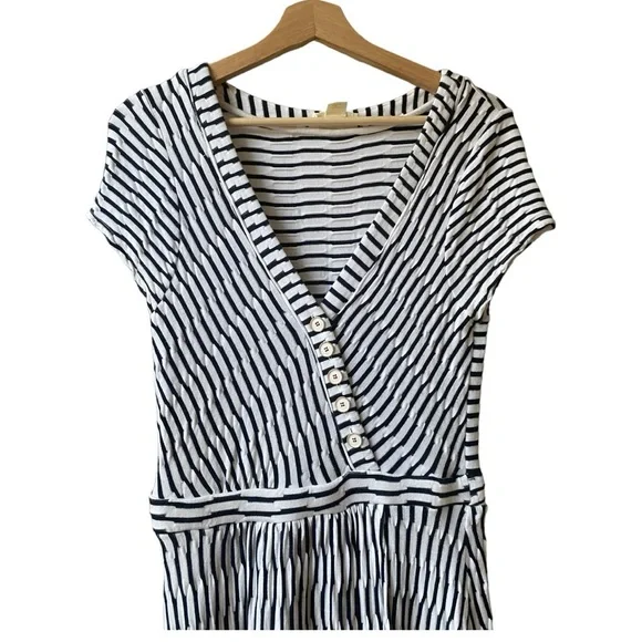 Anthropologie Paladino Maeve blue/ black and white midi stripped dress size S - Picture 4 of 13
